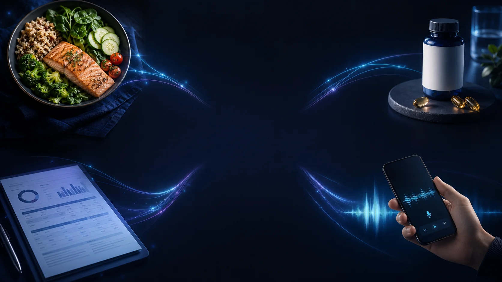 Food, supplements, lab results, and voice messages come together in one context